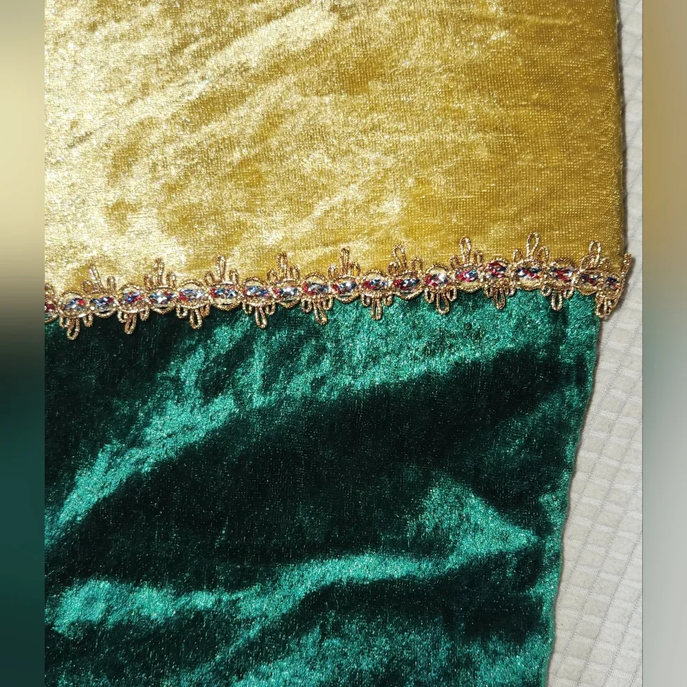 Green and Gold Velvet Christmas Stocking